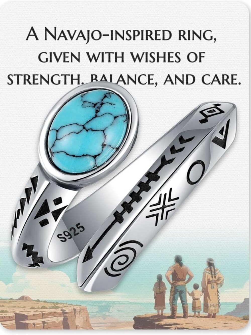 Turquoise Spoon Ring for Women - Vintage 925 Sterling Silver Boho Adjustable